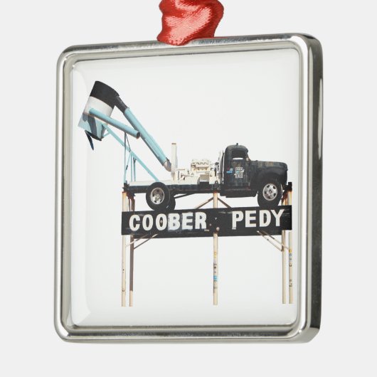 Coober Pedy Opal Mining Truck Begrüßungszeichen Silbernes Ornament (Links)