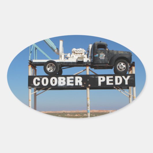 Coober Pedy Outback Australia Souvenir Foto Ovaler Aufkleber (Vorderseite)