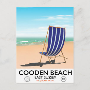 Cooden Beach East Sussex Vintage Reiseplakat Postkarte