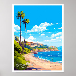 Coogee Beach Australia Reisen Vintage Abbildung Poster