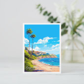 Coogee Beach Australia Reisen Vintage Abbildung Postkarte (Stehend Vorderseite)