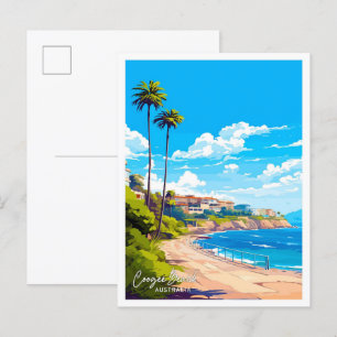 Coogee Beach Australien Reise Vintage-Illustration Postkarte