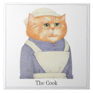 COOK CAT 6" Square Keramik Tile + Text Fliese