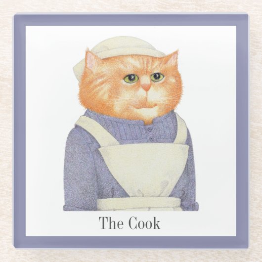 COOK CAT Glass Drink Untersetzer + Text (Vorderseite)