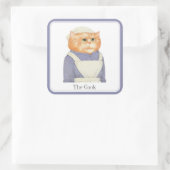 COOK CAT Großquadratische Aufkleber + Text (Tasche)