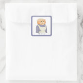 COOK CAT Kleine quadratische Aufkleber + Text (Tasche)