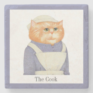COOK CAT Marmorstein Untersetzer + Text