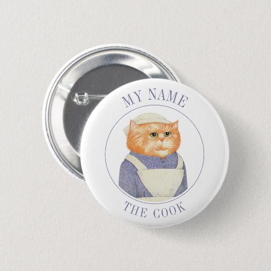 COOK CAT Namensschild Abzeichen Pin Button II (Vorne & Hinten)