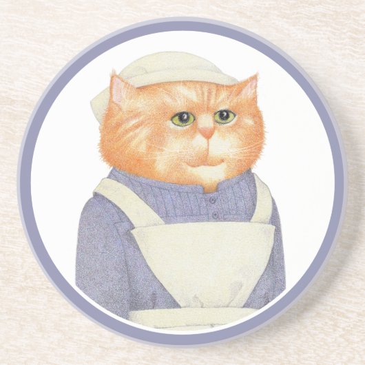 COOK CAT Round Sandstone Untersetzer (Vorne)