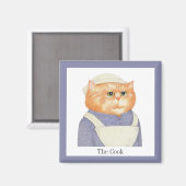 COOK CAT Square Magnet + Text (Vorderseite/Rückseite)