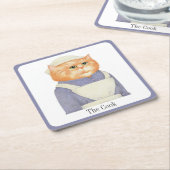 COOK CAT Square Paper Untersetzer + Text (angewinkelt)