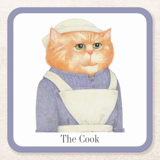 COOK CAT Square Paper Untersetzer + Text (Vorderseite)