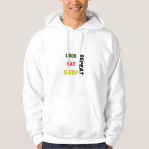 "Cook Eat Sleep Repeat" Funny Men Hoodie