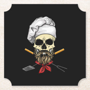 Cook Grill Master Koch Skull Face Halloween Gesche Untersetzer
