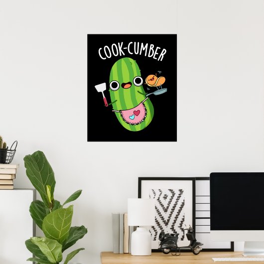 Cook-Gurke Funny Cucumber Pun Dark BG Poster (Heimbüro)