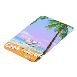 Cook Islands Vintage Reise Beach Poster. Magnet
