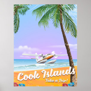 Cook Islands Vintage Reise Beach Poster. Poster