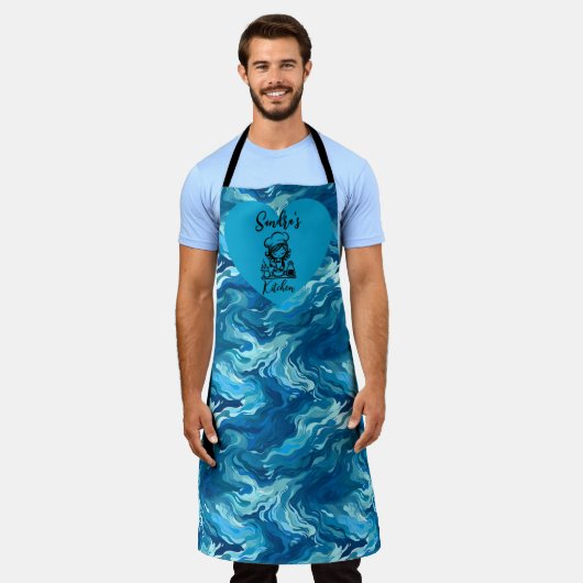 Cook Name Ocean Wave Koch Schürze (Getragen)