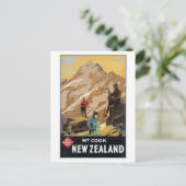 Cook New Zealand Mountain Vintage Travel Postkarte (Stehend Vorderseite)