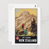 Cook New Zealand Mountain Vintage Travel Postkarte (Vorne/Hinten)