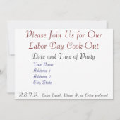 Cook Out am Arbeitstag Einladung (Rückseite)