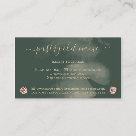 Cook Rezept Whisk Teig Bowl Salbei Gold Visitenkarte (Rückseite)