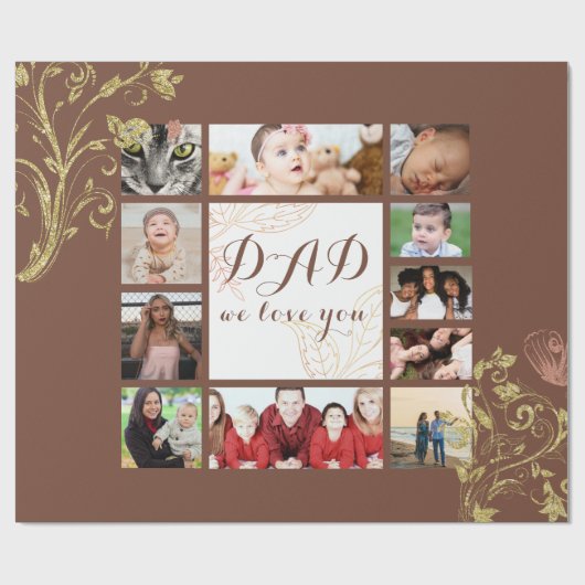 Cook Vater Wir Liebe Sie Familienfoto Collage Geschenkpapier (Flach)