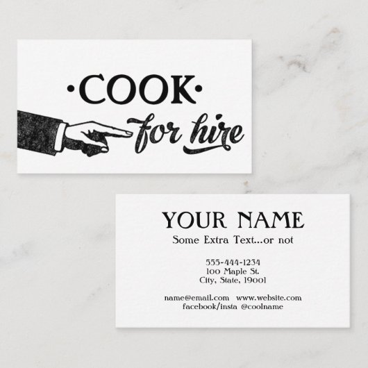 Cook Visitenkarten - jede Hintergrundfarbe! Visitenkarte (Vorne/Hinten)