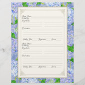 Cookbook Page Blue Hydrangea Lace Floral Formal Flyer (Hinten)