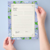 Cookbook Page Blue Hydrangea Lace Floral Formal Flyer (Hand)