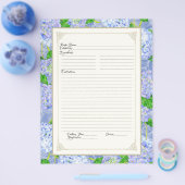 Cookbook Page Blue Hydrangea Lace Floral Formal Flyer (Einzeln)