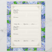 Cookbook Page Blue Hydrangea Lace Floral Formal Flyer (Hinten)