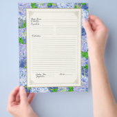 Cookbook Page Blue Hydrangea Lace Floral Formal Flyer (Hand)