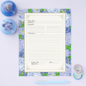 Cookbook Page Blue Hydrangea Lace Floral Formal Flyer (Einzeln)
