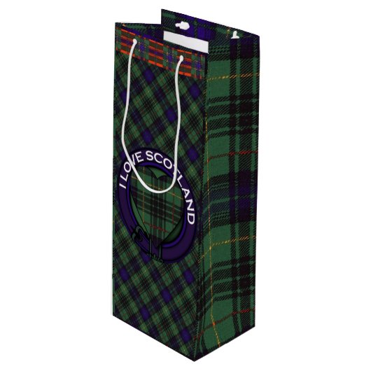 Cooke Clan karierter schottischer Kilt Tartan Geschenktüte Für Weinflaschen (Vorderseite Schrägansicht)
