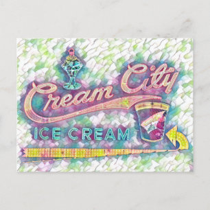 Cookeville, TN Cream City Neon signieren Wasserfar Postkarte