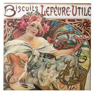 Cookie Art Nouveau Werbeanzeige Alphonse Mucha Fliese