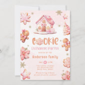 Cookie-Austausch Party Weihnachts-Pink-Lebkuchen Einladung (Vorderseite)