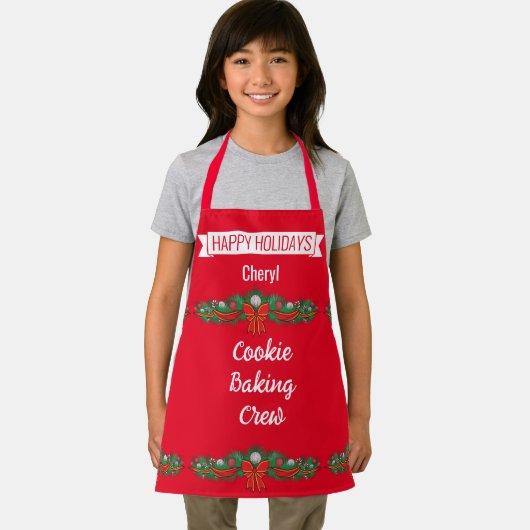 Cookie Backen Crew - personalisierte rote Schürze (Insitu)