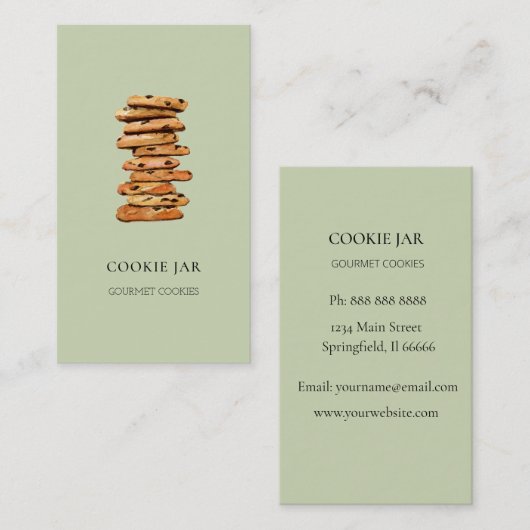 Cookie Bäckerei Aquarell Minze grüne Visitenkarte (Vorne/Hinten)