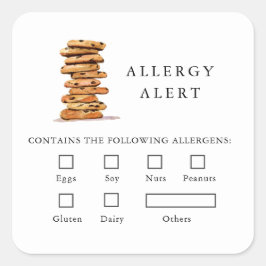Cookie Bakery Food Safety Allergie Alert Quadratischer Aufkleber