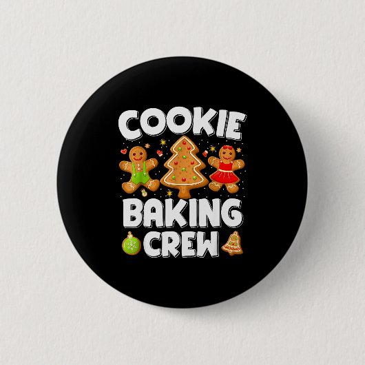 Cookie Baking Crew Christmas Gingerbread Team Squa Button (Vorderseite)