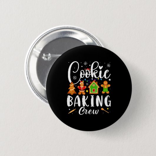 Cookie Baking Crew Family Christmas Gingerbread Te Button (Vorne & Hinten)