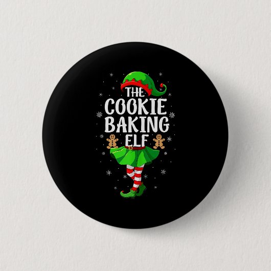 Cookie Baking Elf Christmas Girl Women Elf Squad X Button (Vorderseite)
