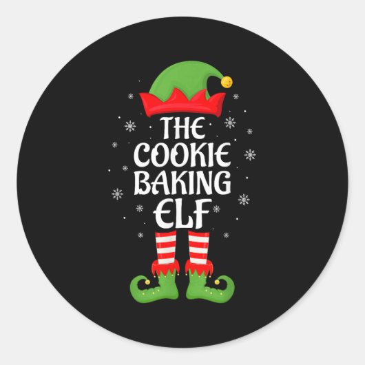 Cookie Baking Elf Xmas Familie Matching Elf Squad Runder Aufkleber (Vorderseite)