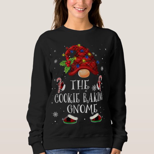 Cookie Baking Gnome Buffalo Karierter Weihnachtsba Sweatshirt (Vorderseite)