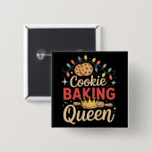 Cookie Baking Queen Baker Bäckerei Weihnachten Button (Vorne & Hinten)