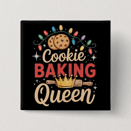 Cookie Baking Queen Baker Bäckerei Weihnachten Button (Vorderseite)