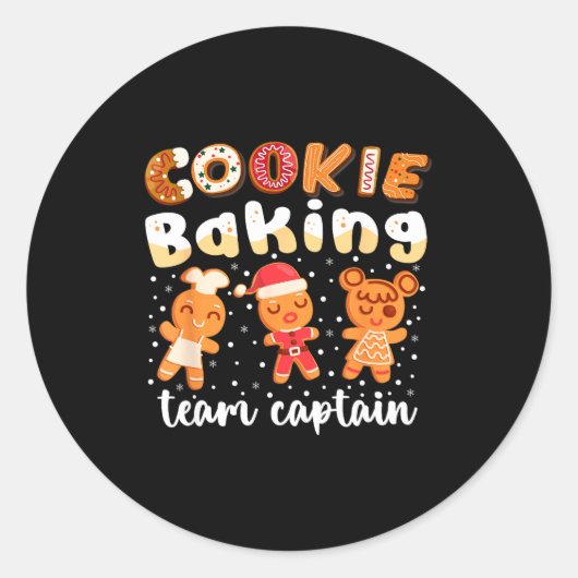 Cookie Baking Team Captain Christmas Gingerbread F Runder Aufkleber (Vorderseite)