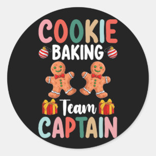 Cookie Baking Team Kapitän Familie Weihnachten Runder Aufkleber